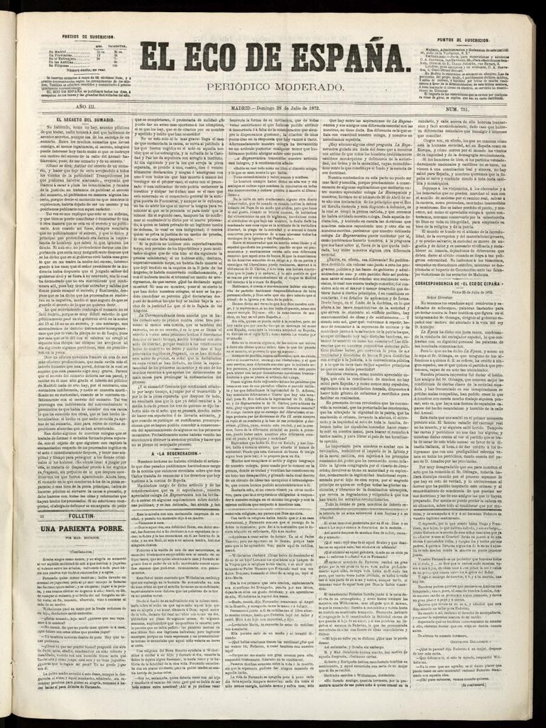 Miniatura de El Eco de España del 28 de julio de 1872