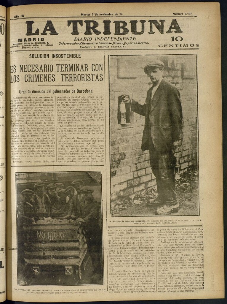 Miniatura de La Tribuna: diario independiente del 2 de noviembre de 1920