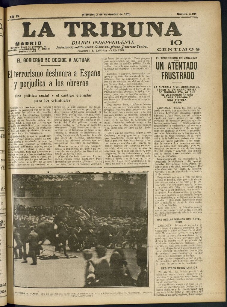 Miniatura de La Tribuna: diario independiente del 3 de noviembre de 1920