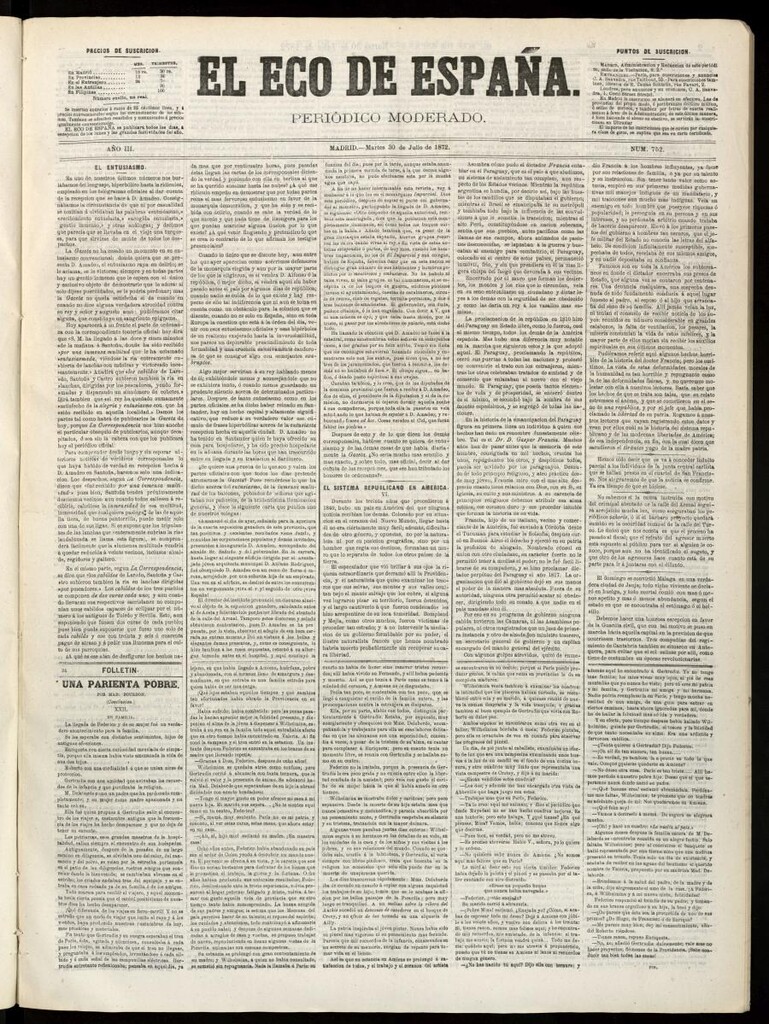 Miniatura de El Eco de España del 30 de julio de 1872