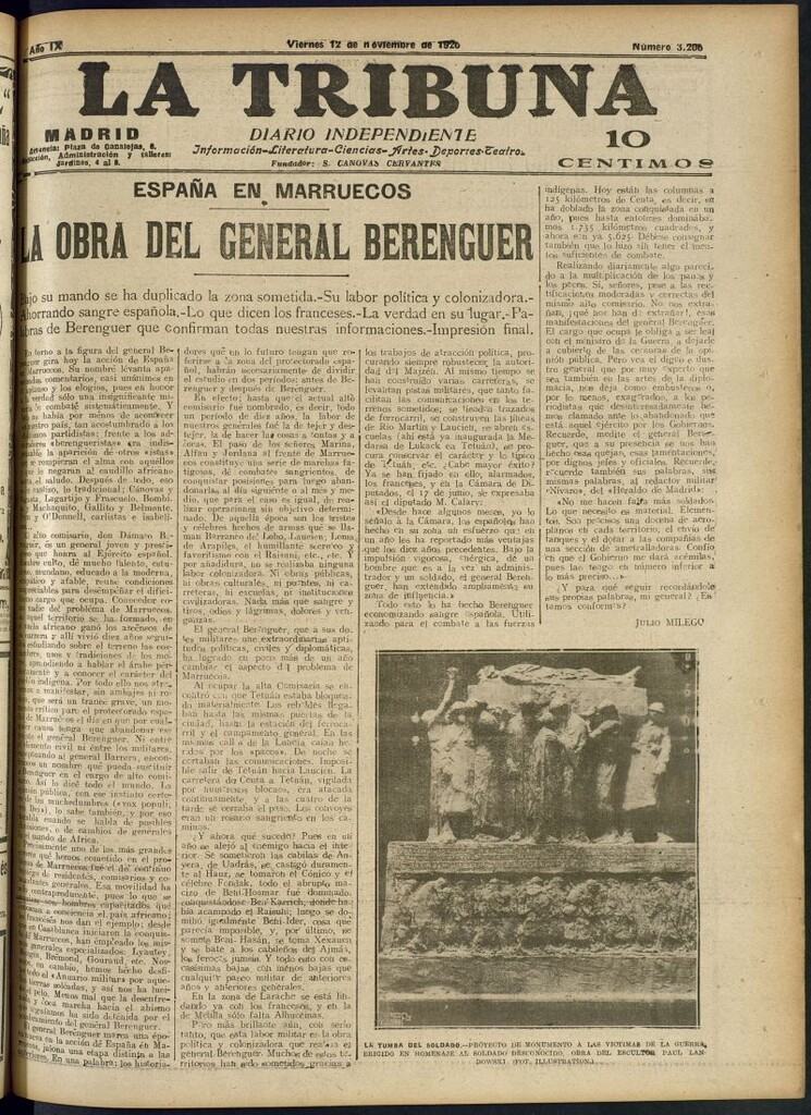 Miniatura de La Tribuna: diario independiente del 12 de noviembre de 1920