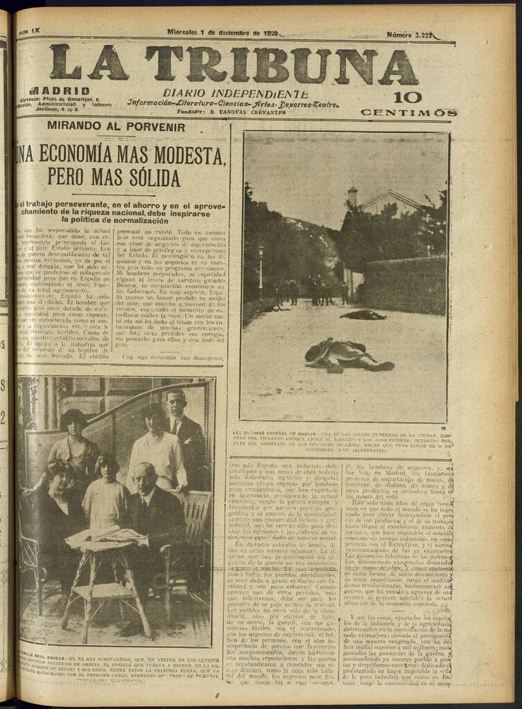 Miniatura de La Tribuna: diario independiente del 1 de diciembre de 1920