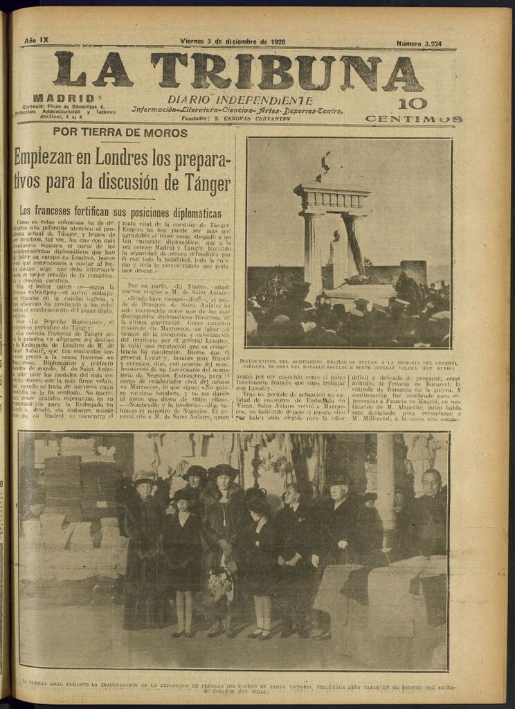 Miniatura de La Tribuna: diario independiente del 3 de diciembre de 1920