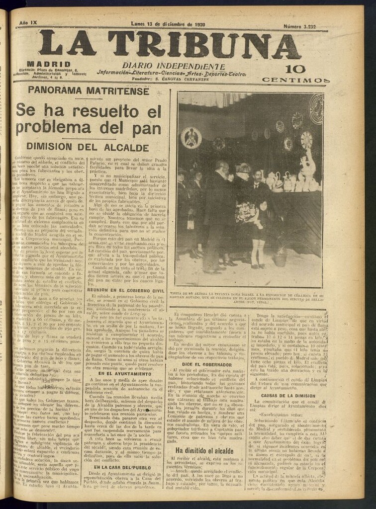 Miniatura de La Tribuna: diario independiente del 13 de diciembre de 1920