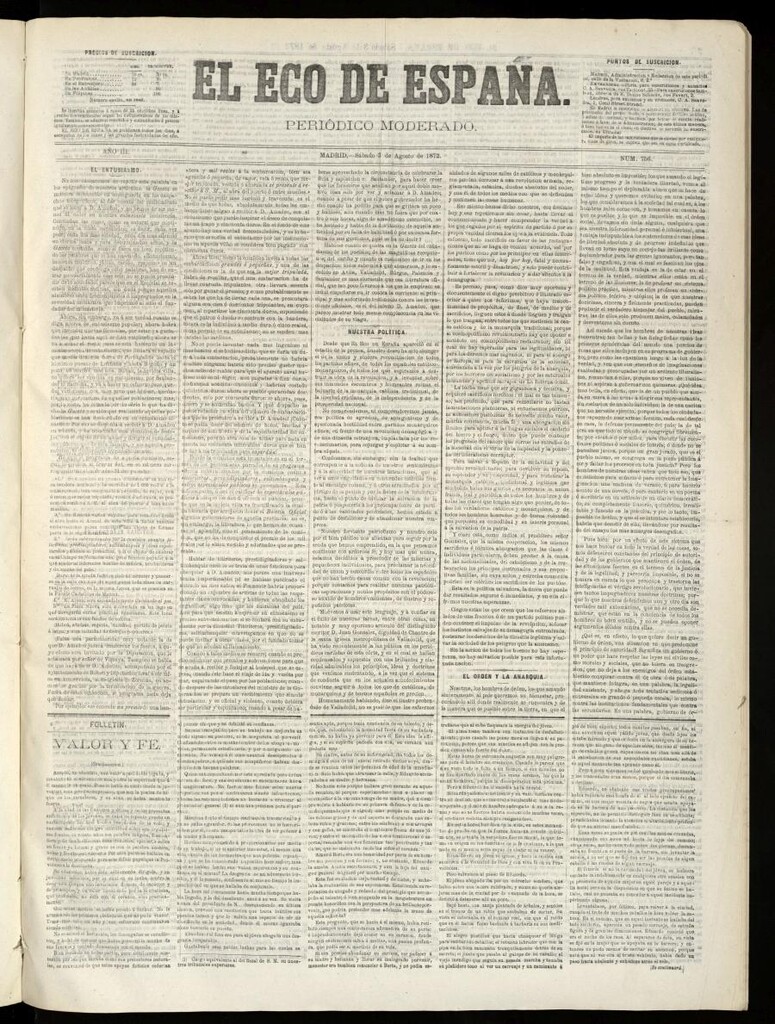 Miniatura de El Eco de España del 3 de agosto de 1872