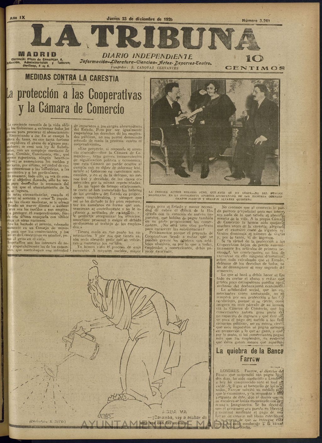Miniatura de La Tribuna: diario independiente del 23 de diciembre de 1920