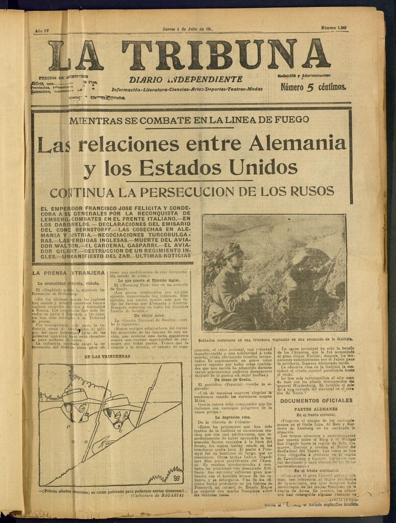 Miniatura de La Tribuna: diario independiente del 1 de julio de 1915