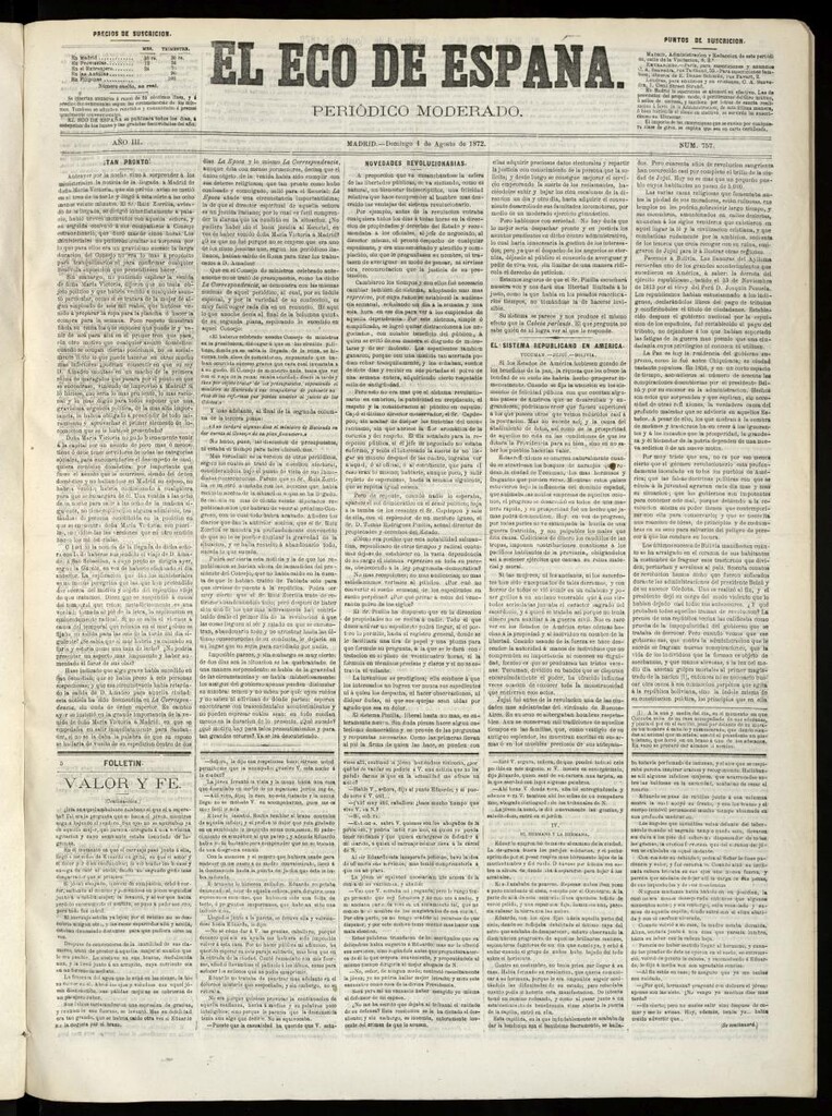 Miniatura de El Eco de España del 4 de agosto de 1872