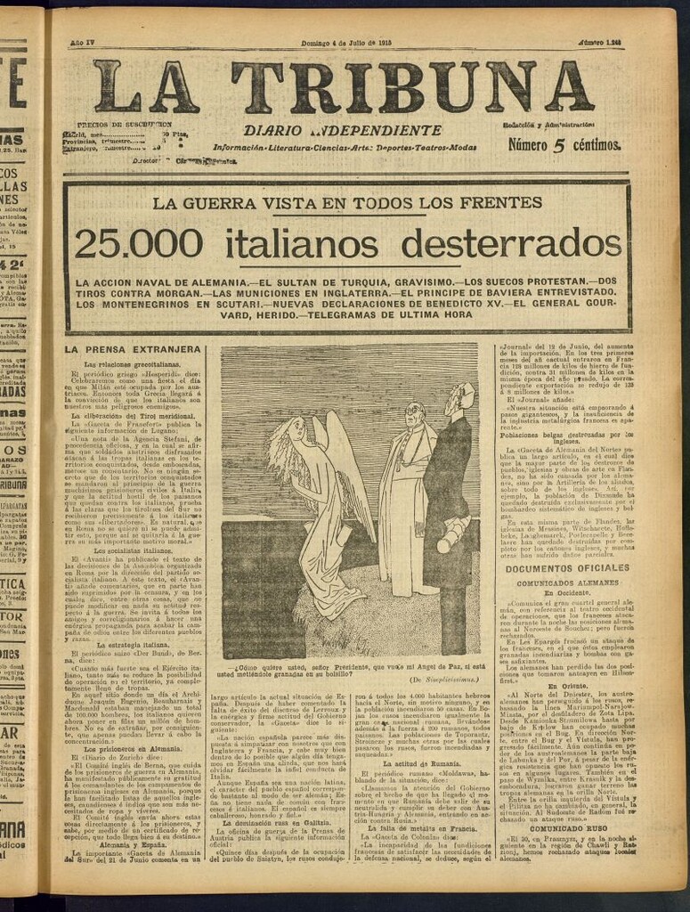 Miniatura de La Tribuna: diario independiente del 4 de julio de 1915