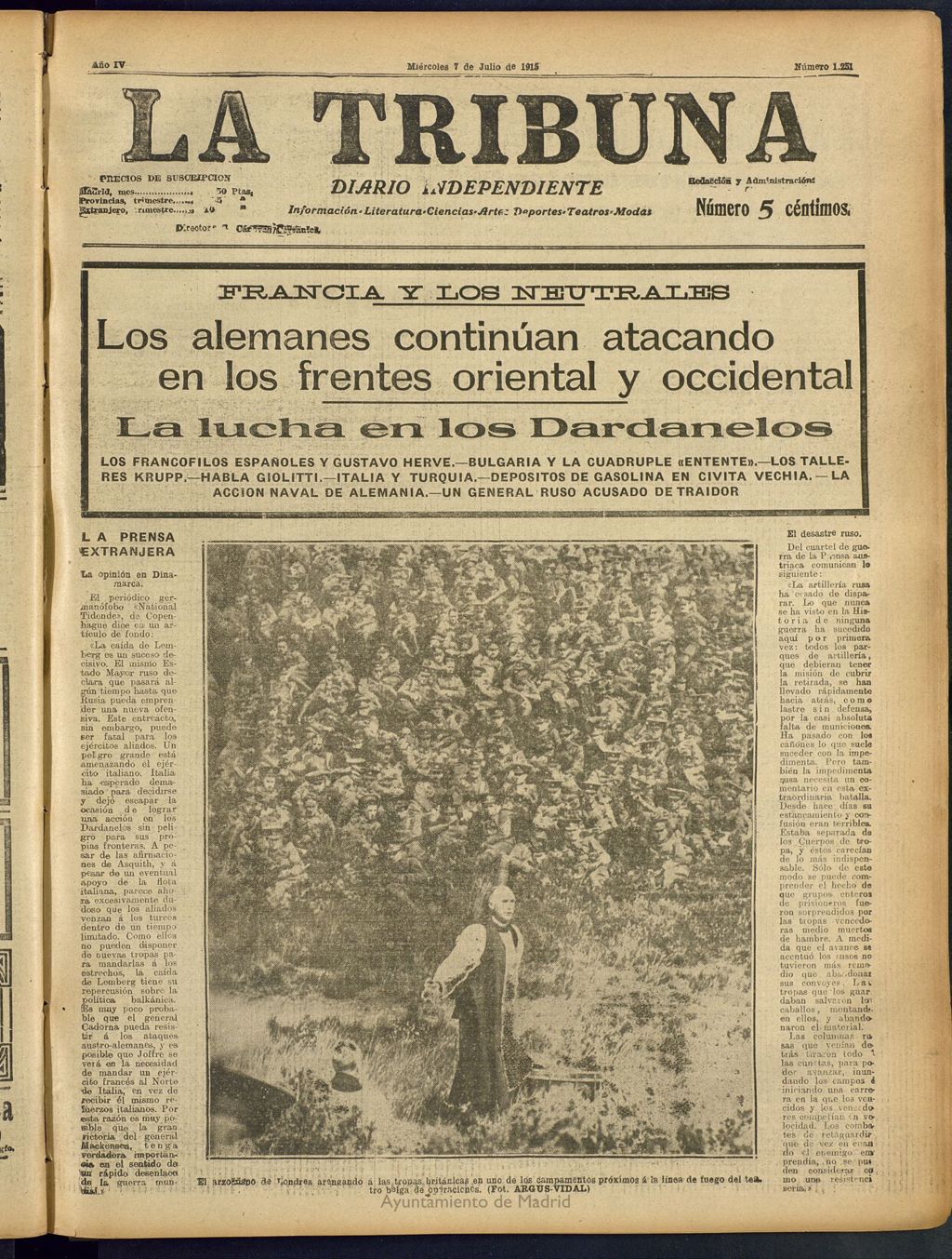 Miniatura de La Tribuna: diario independiente del 7 de julio de 1915