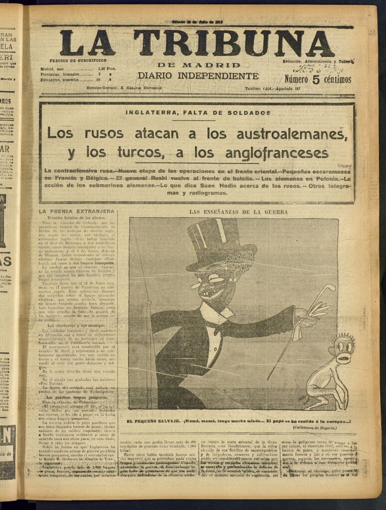 Miniatura de La Tribuna: diario independiente del 10 de julio de 1915