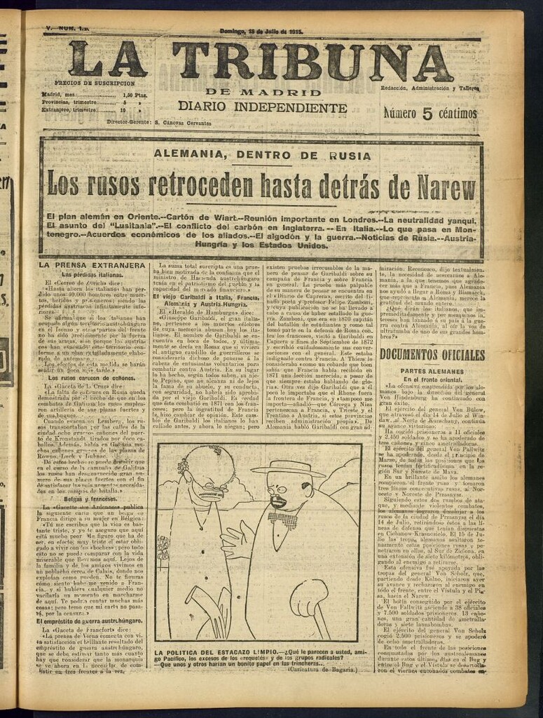 Miniatura de La Tribuna: diario independiente del 18 de julio de 1915