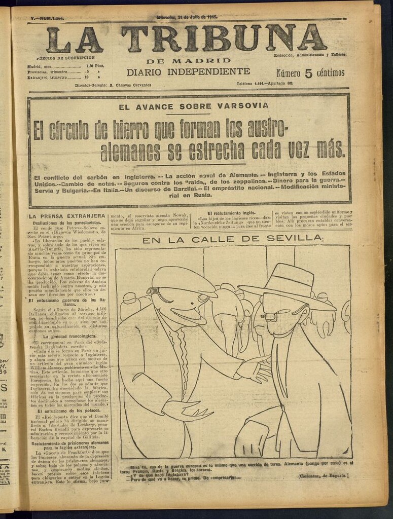 Miniatura de La Tribuna: diario independiente del 21 de julio de 1915