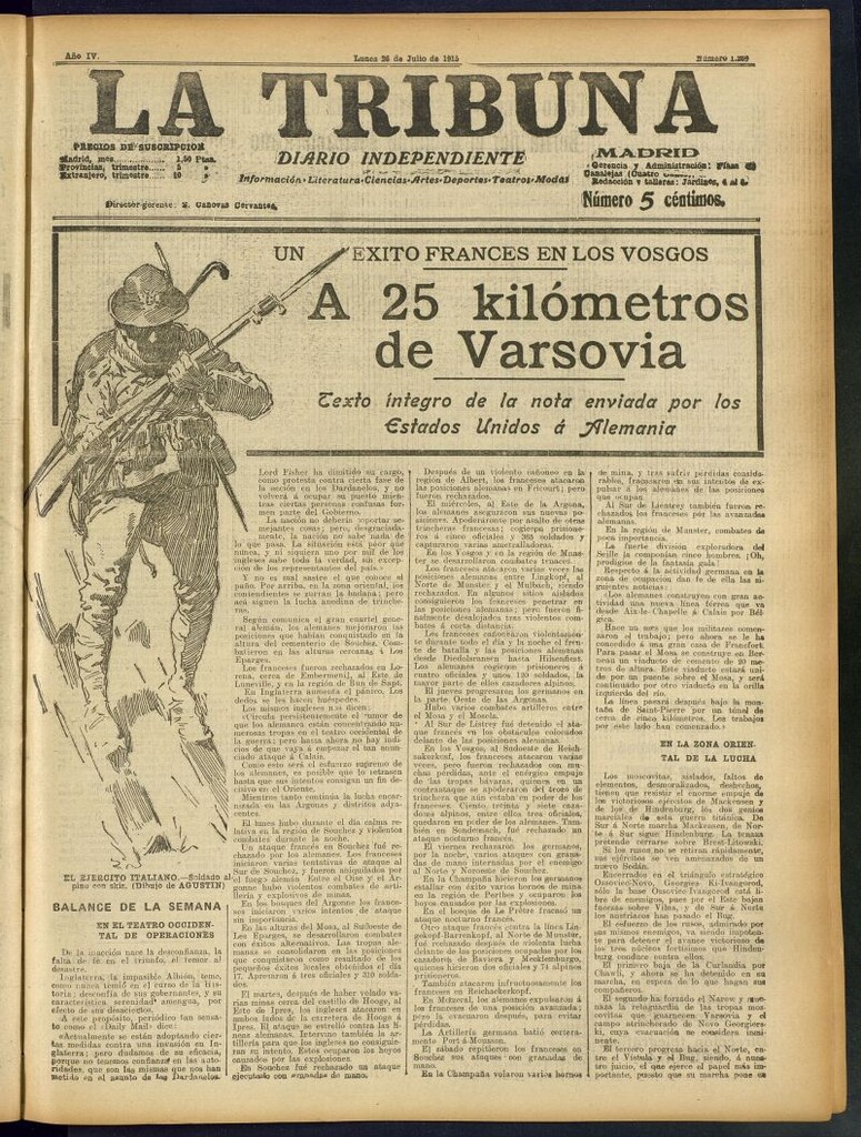Miniatura de La Tribuna: diario independiente del 26 de julio de 1915