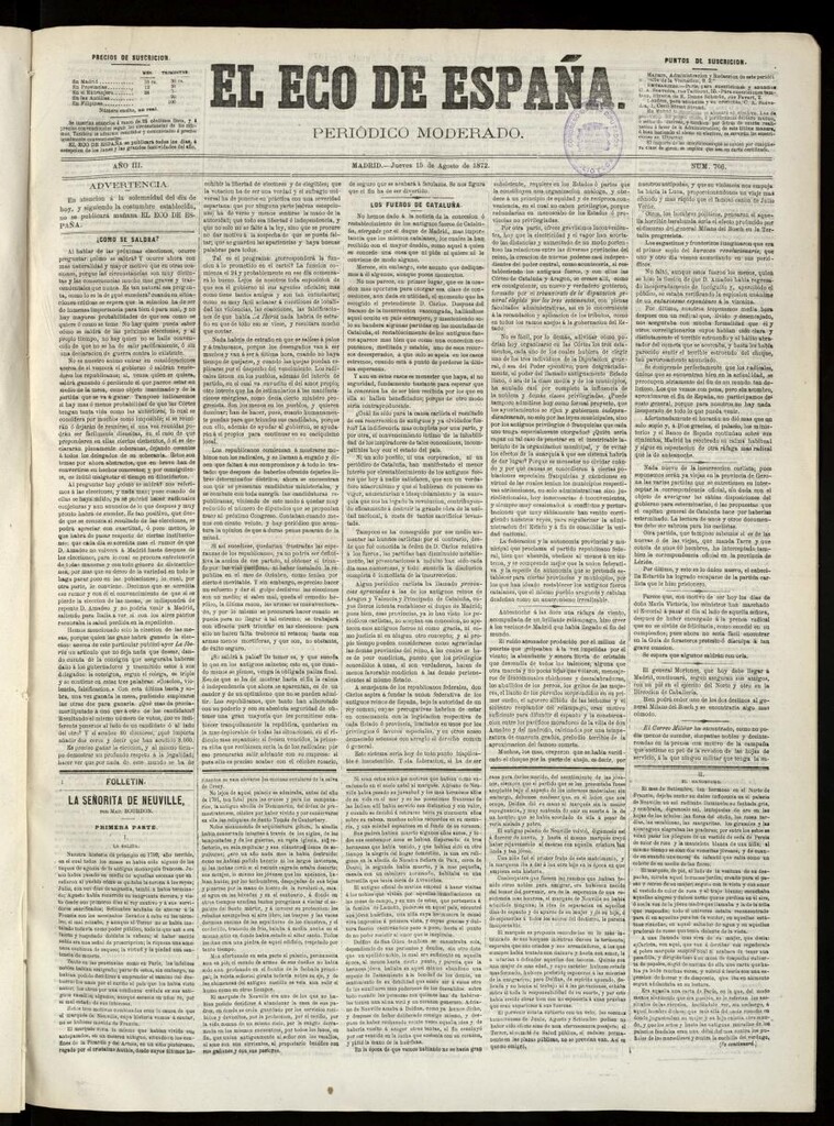 Miniatura de El Eco de España del 15 de agosto de 1872