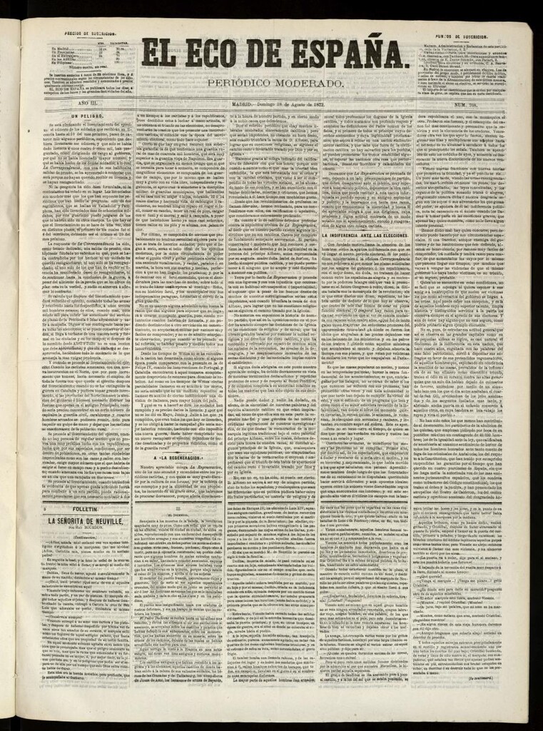 Miniatura de El Eco de España del 18 de agosto de 1872