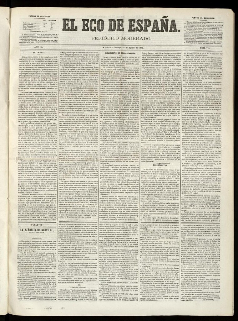 Miniatura de El Eco de España del 25 de agosto de 1872