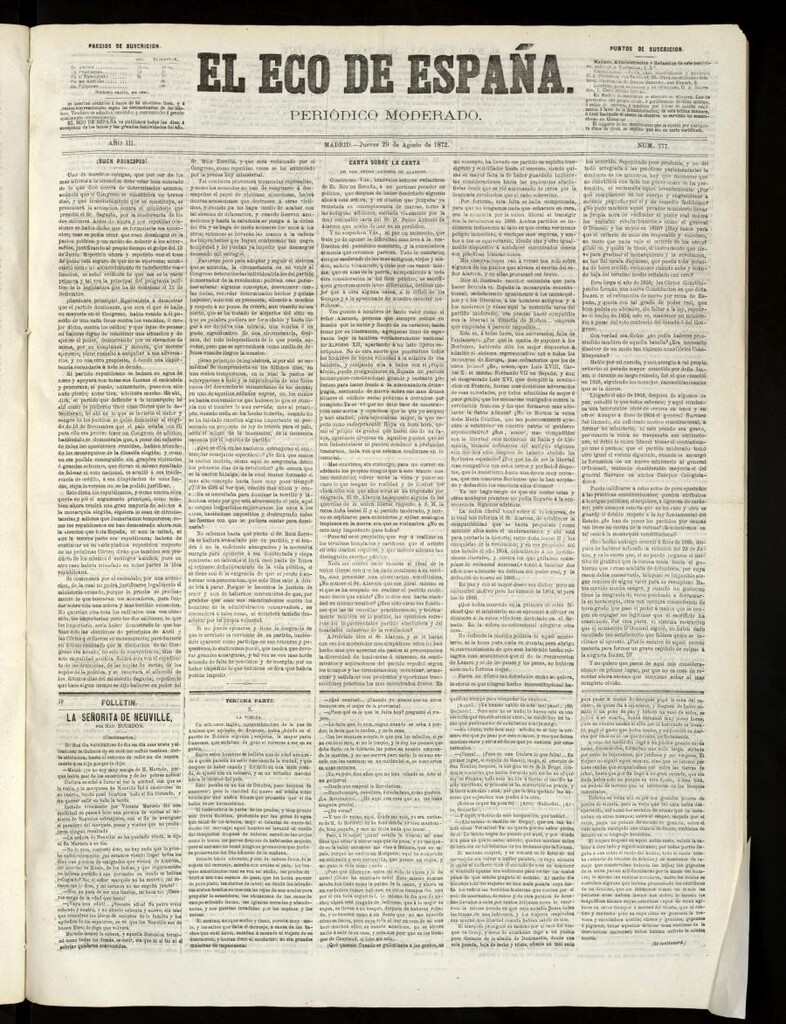 Miniatura de El Eco de España del 29 de agosto de 1872