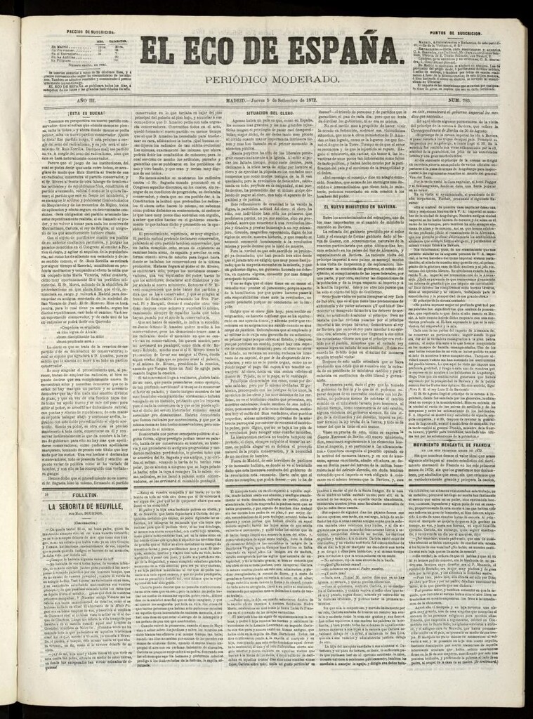 Miniatura de El Eco de España del 5 de septiembre de 1872