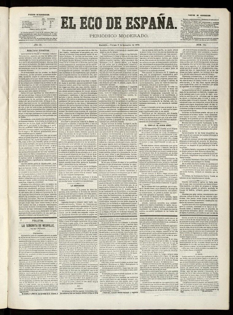 Miniatura de El Eco de España del 6 de septiembre de 1872