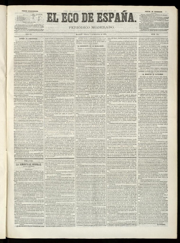 Miniatura de El Eco de España del 7 de septiembre de 1872