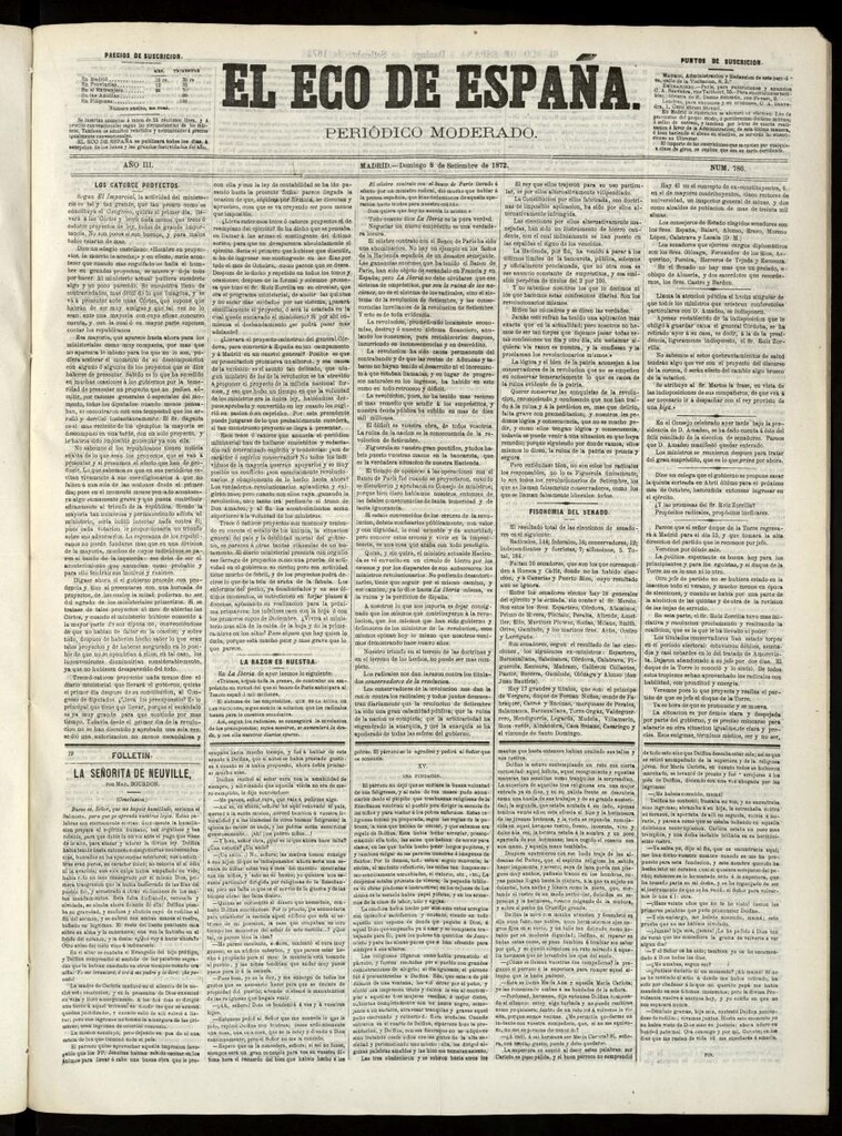 Miniatura de El Eco de España del 8 de septiembre de 1872