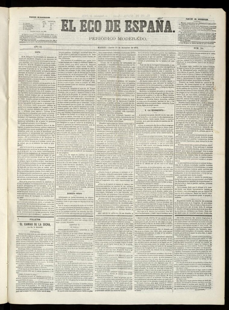 Miniatura de El Eco de España del 12 de septiembre de 1872