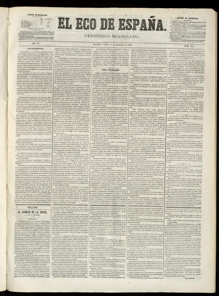 Miniatura de El Eco de España del 14 de septiembre de 1872