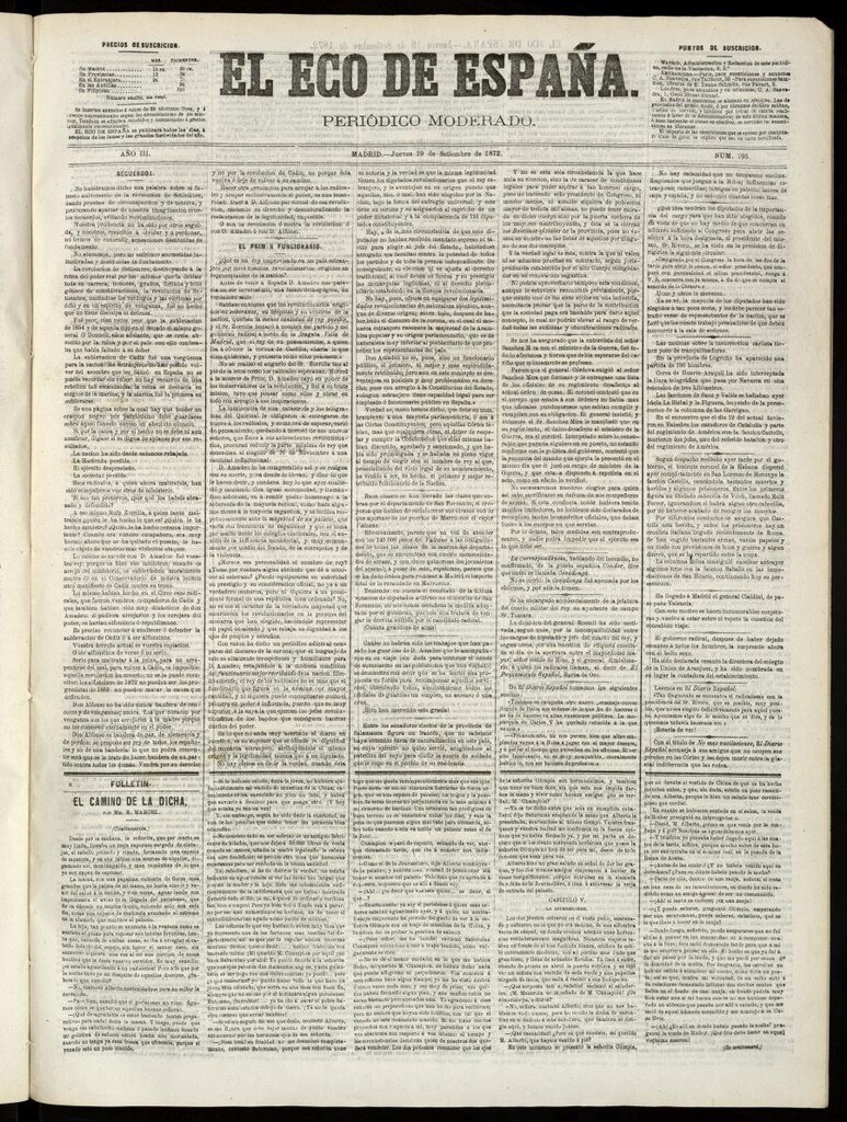 Miniatura de El Eco de España del 19 de septiembre de 1872