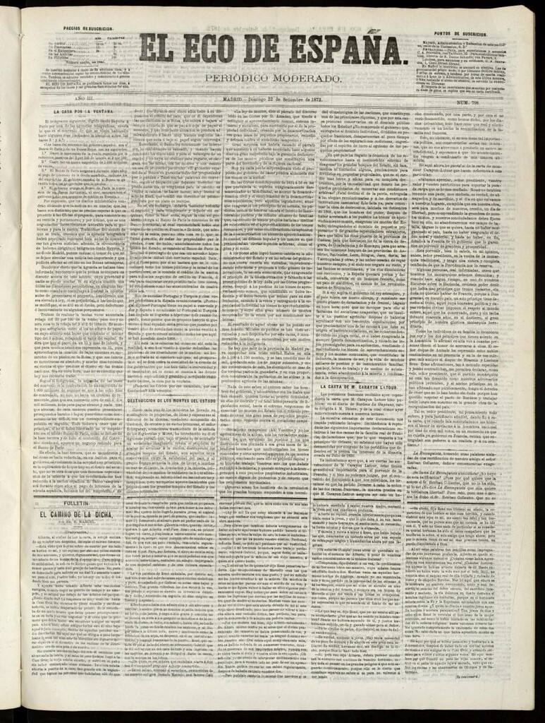Miniatura de El Eco de España del 22 de septiembre de 1872