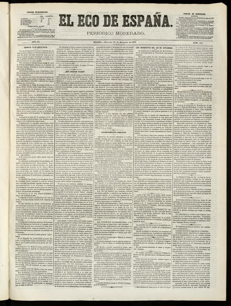 Miniatura de El Eco de España del 25 de septiembre de 1872