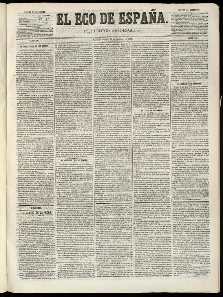 Miniatura de El Eco de España del 28 de septiembre de 1872