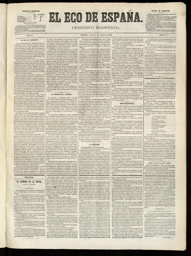 Miniatura de El Eco de España del 3 de octubre de 1872