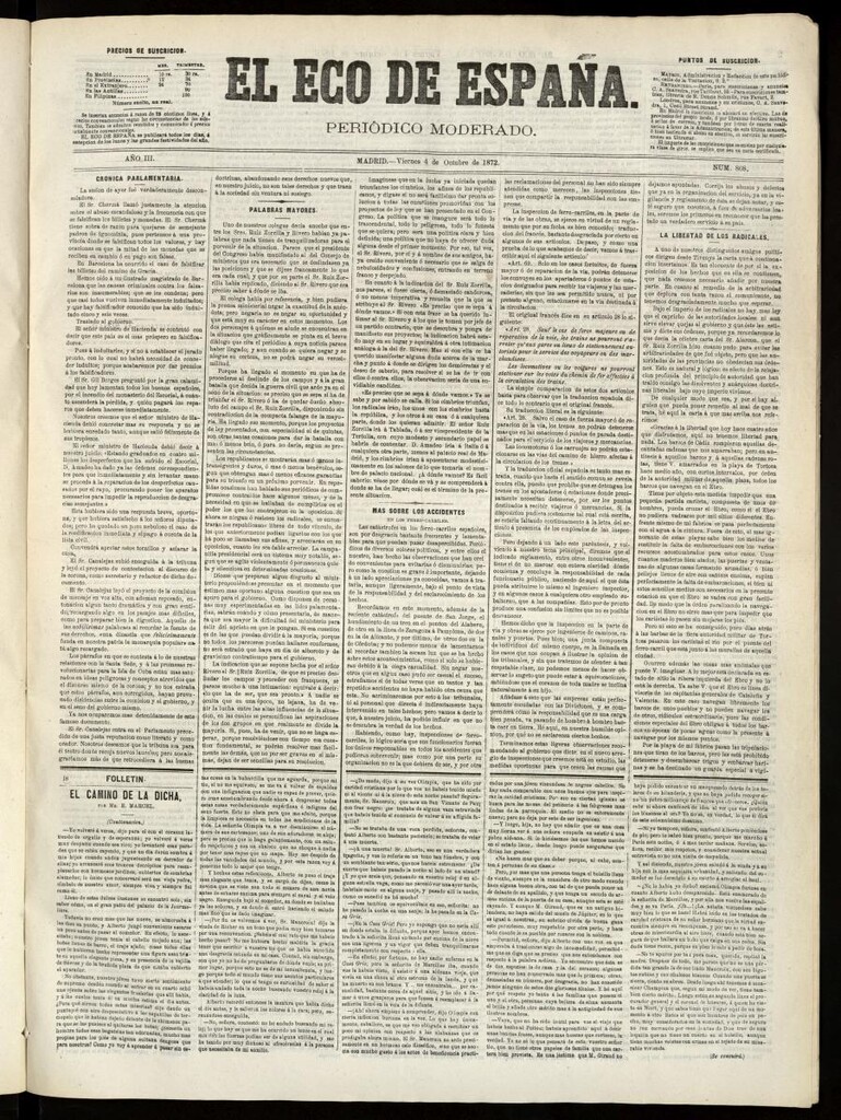 Miniatura de El Eco de España del 4 de octubre de 1872