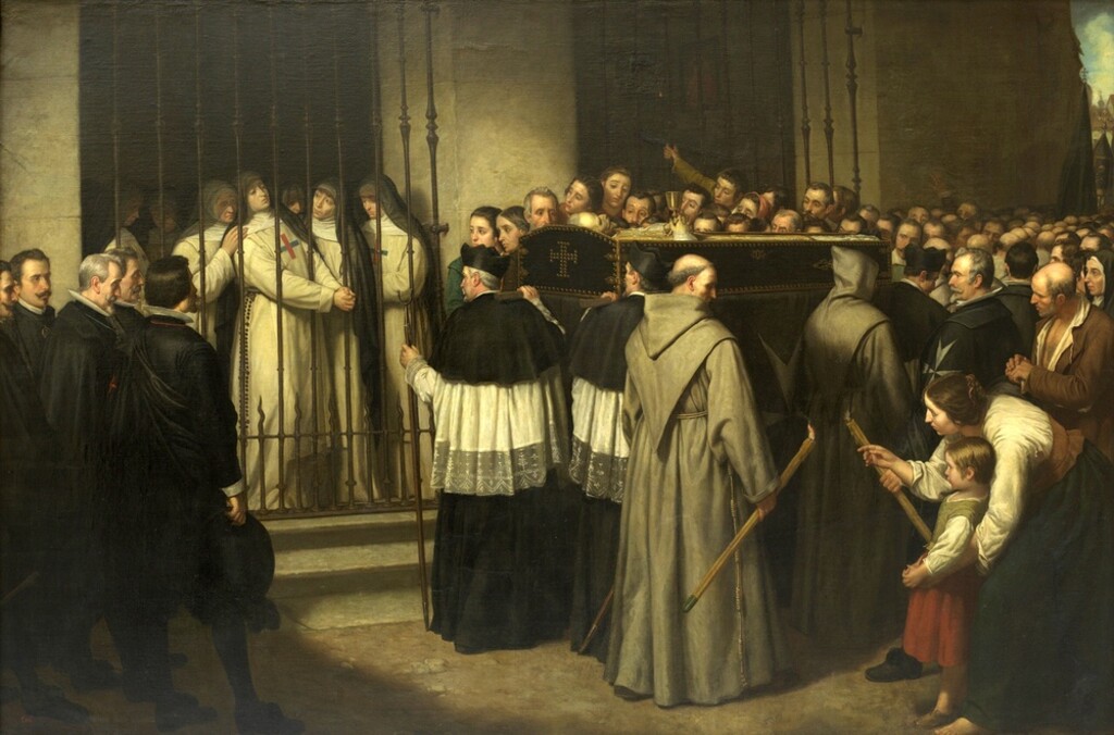 Miniatura de Sor Marcela de San Félix, Monja de las Trinitarias Descalzas de Madrid, Viendo Pasar el Entierro de su Padre, Lope de Vega