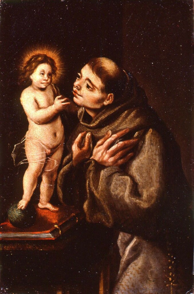 Miniatura de San Antonio de Padua y el Niño