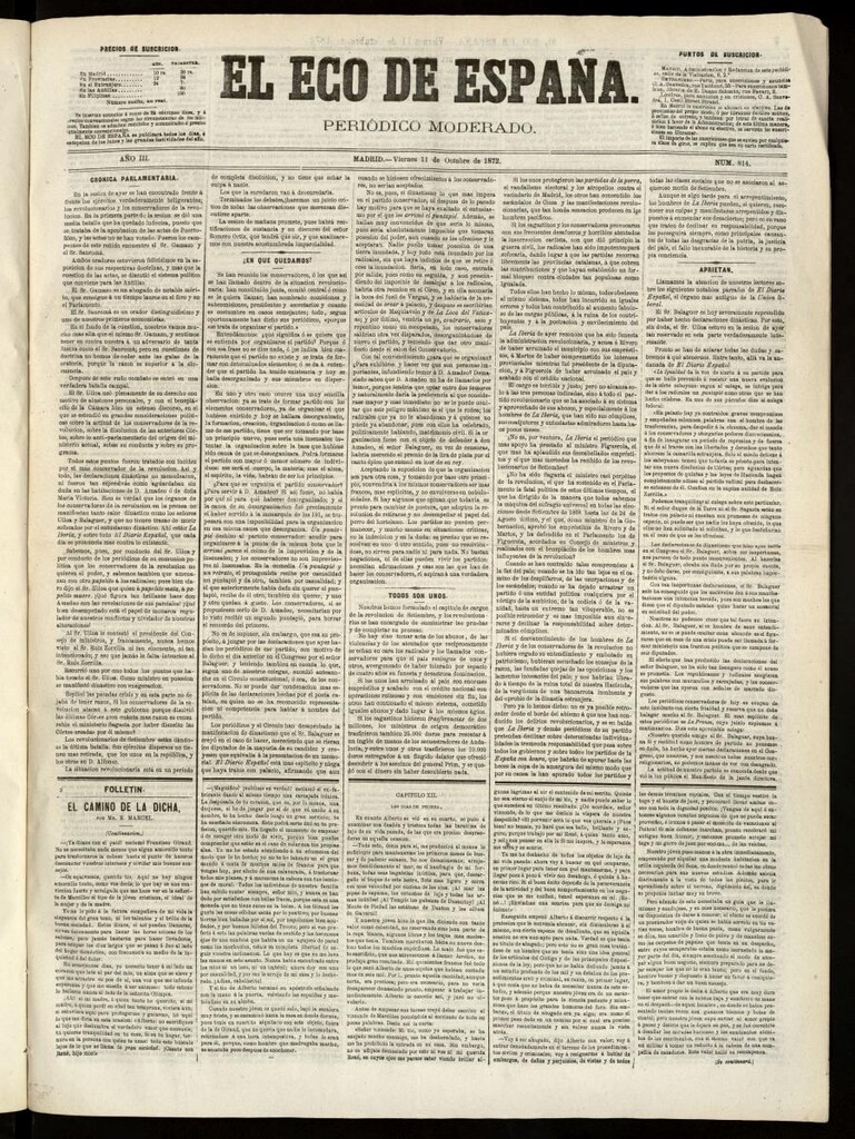 Miniatura de El Eco de España del 11 de octubre de 1872
