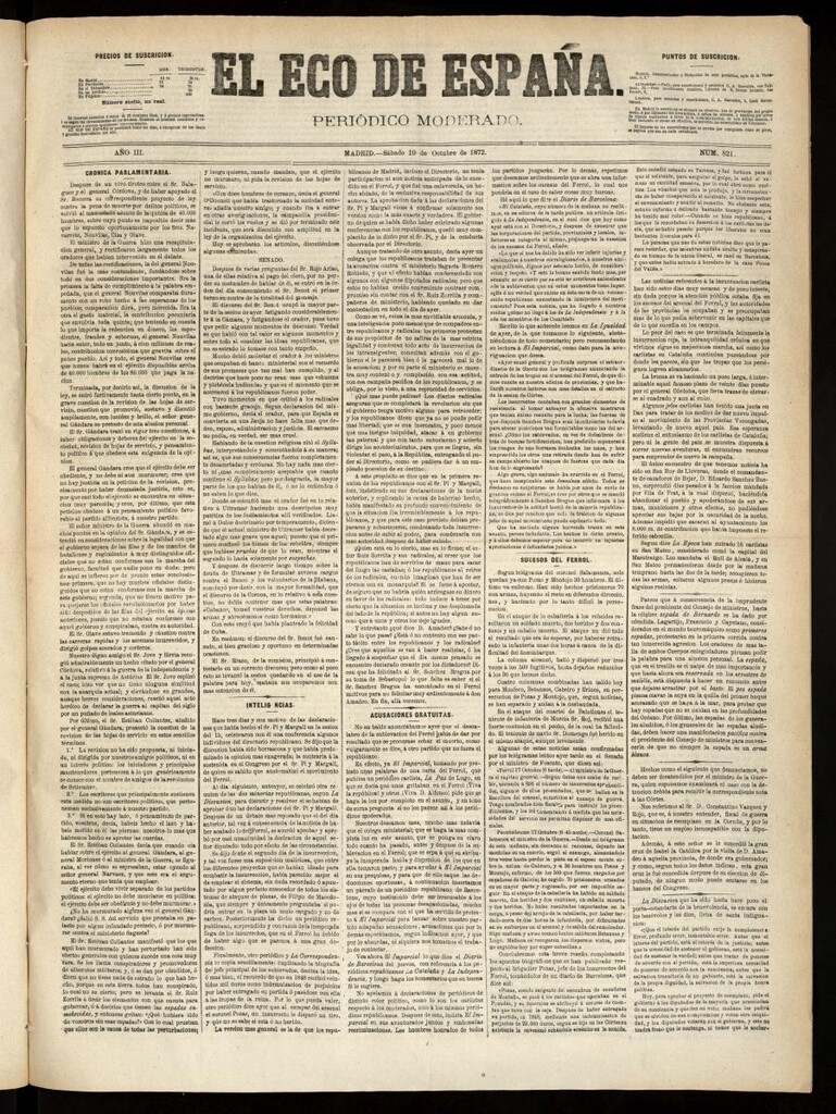 Miniatura de El Eco de España del 19 de octubre de 1872