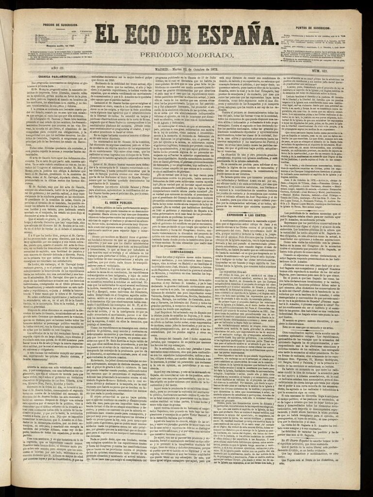 Miniatura de El Eco de España del 22 de octubre de 1872