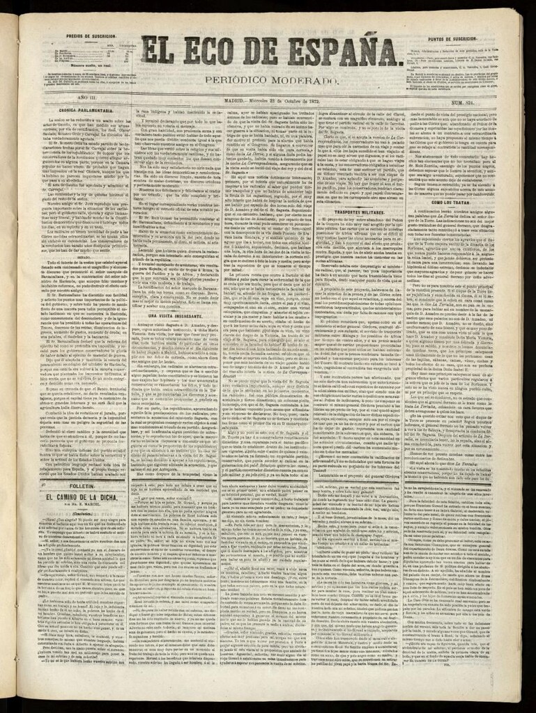 Miniatura de El Eco de España del 23 de octubre de 1872