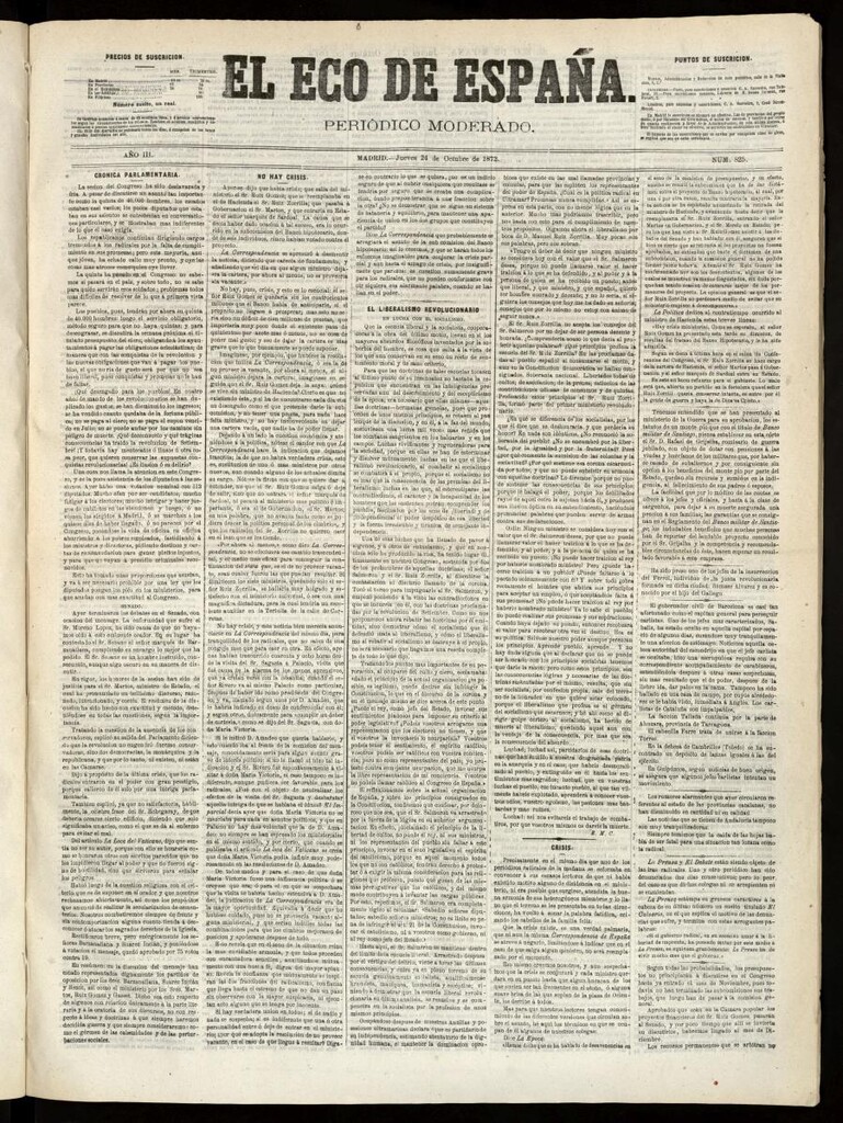 Miniatura de El Eco de España del 24 de octubre de 1872