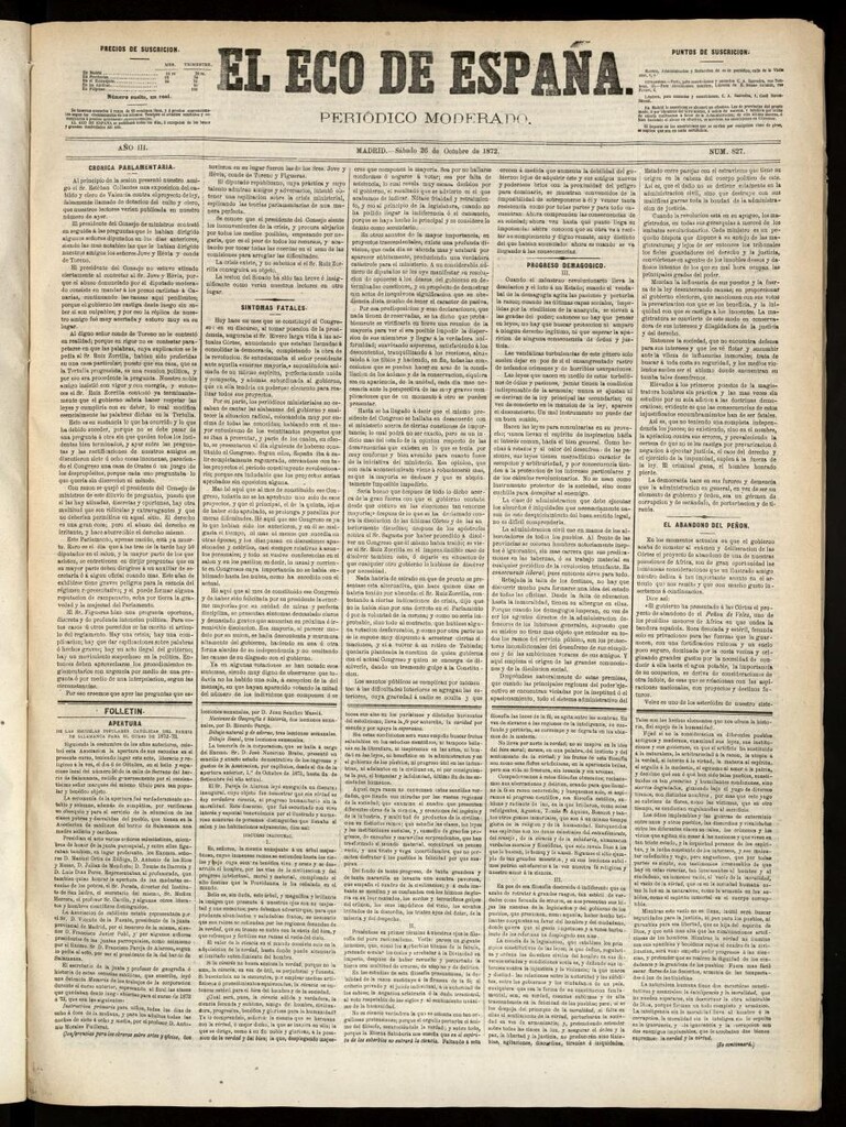 Miniatura de El Eco de España del 26 de octubre de 1872