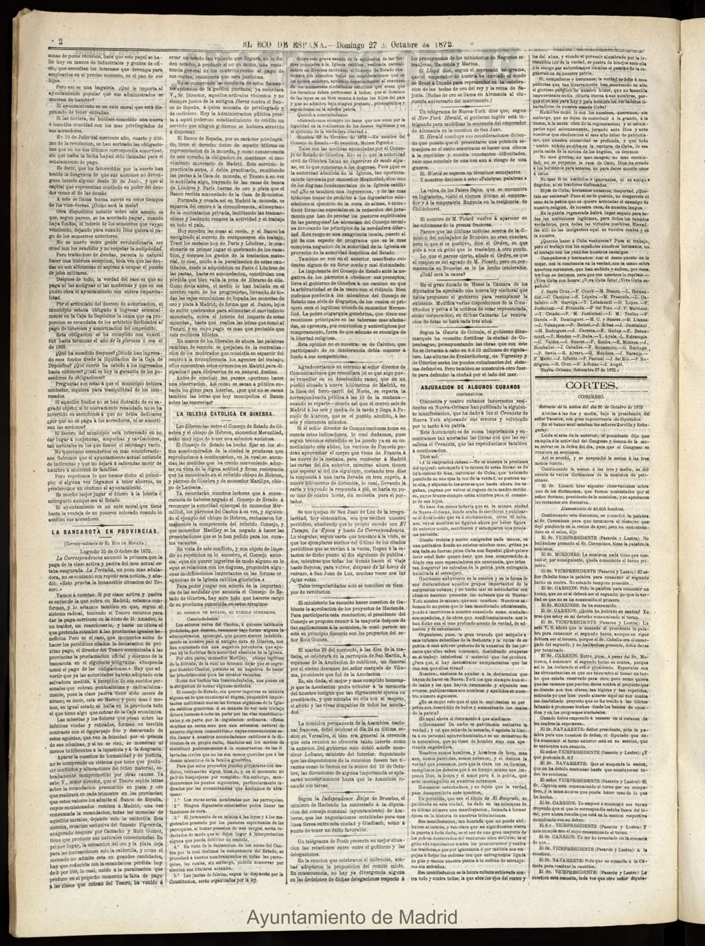 Miniatura de El Eco de España del 27 de octubre de 1872