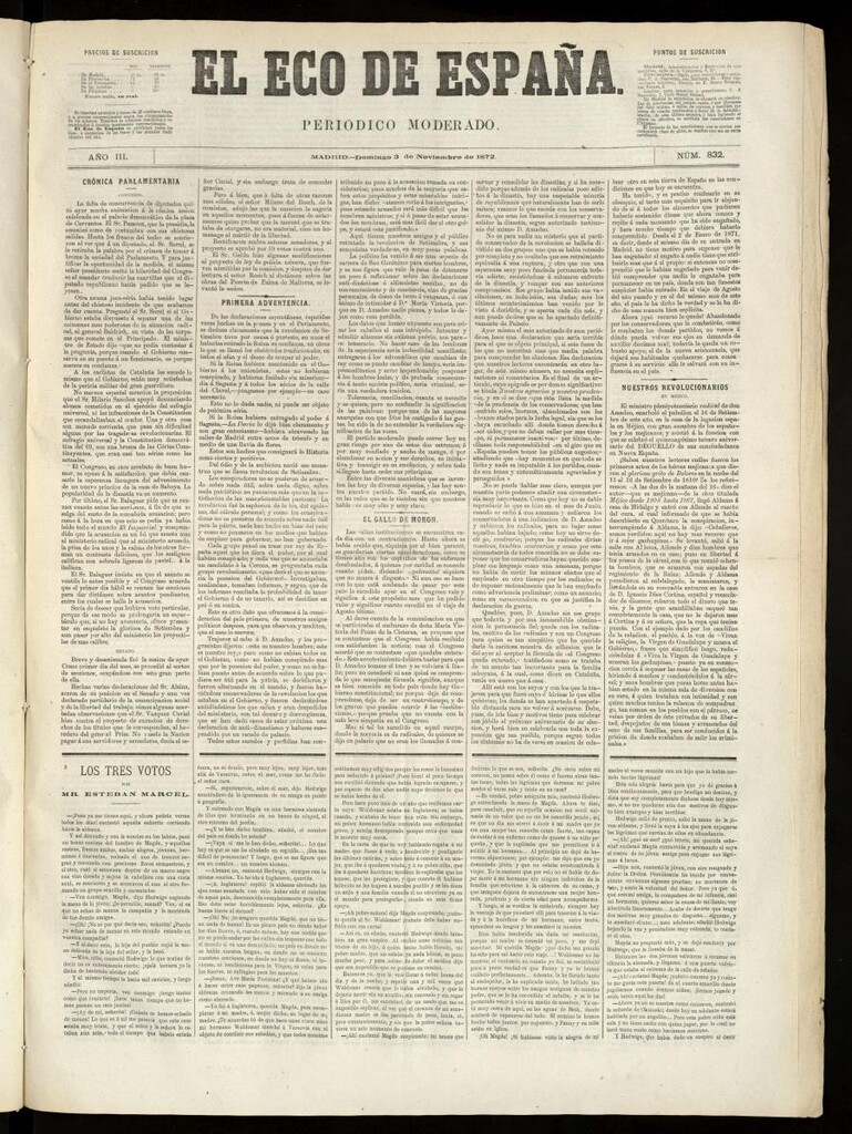 Miniatura de El Eco de España del 3 de noviembre de 1872