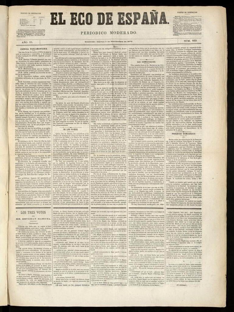 Miniatura de El Eco de España del 5 de noviembre de 1872