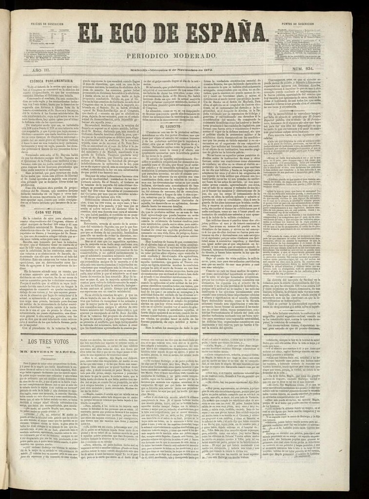 Miniatura de El Eco de España del 6 de noviembre de 1872