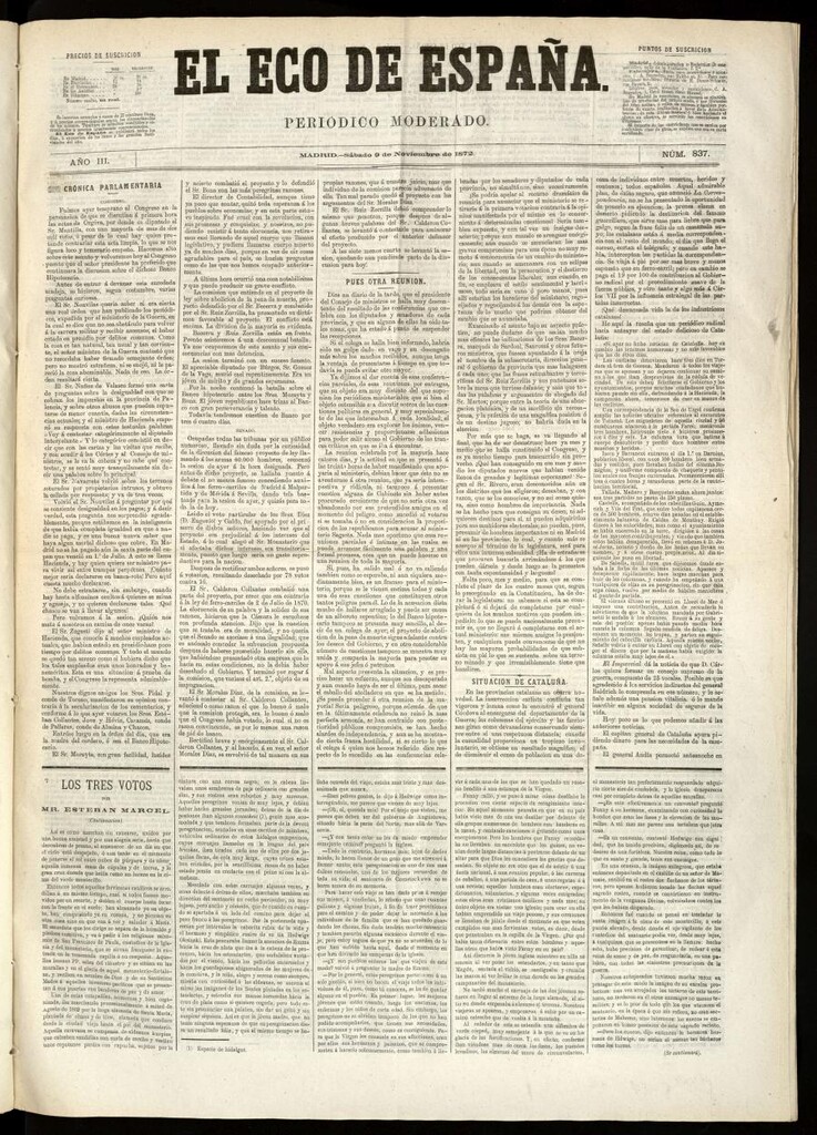 Miniatura de El Eco de España del 9 de noviembre de 1872