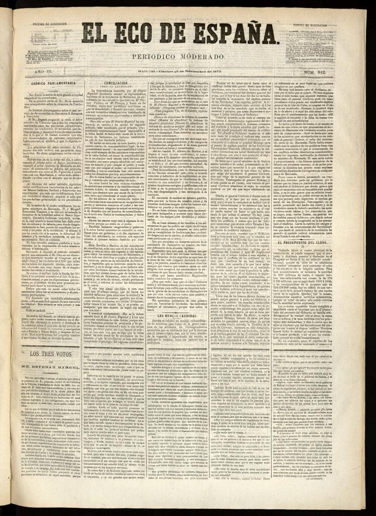 Miniatura de El Eco de España del 15 de noviembre de 1872