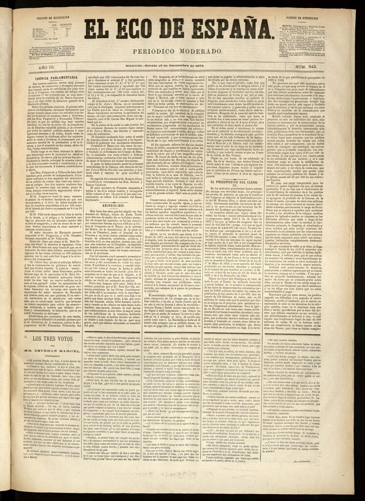 Miniatura de El Eco de España del 16 de noviembre de 1872