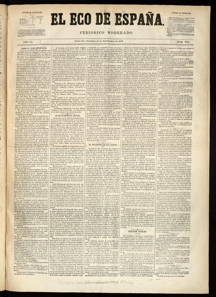 Miniatura de El Eco de España del 17 de noviembre de 1872